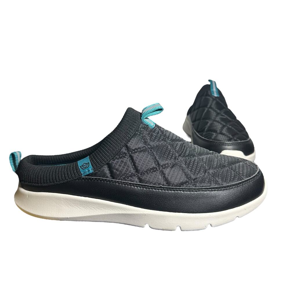 Spenco Cozy Quilted Slip-On Mule Sneakers Black Teal NWT Size 9 1/2